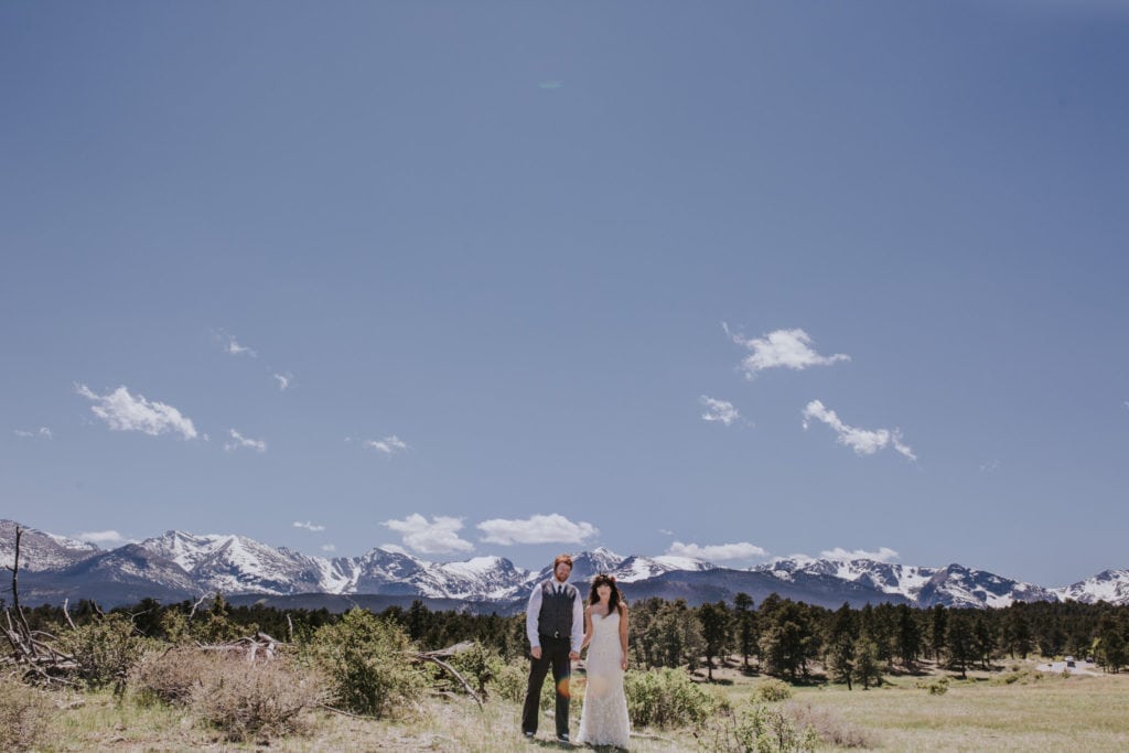first look bride and groom rocky mountain national park