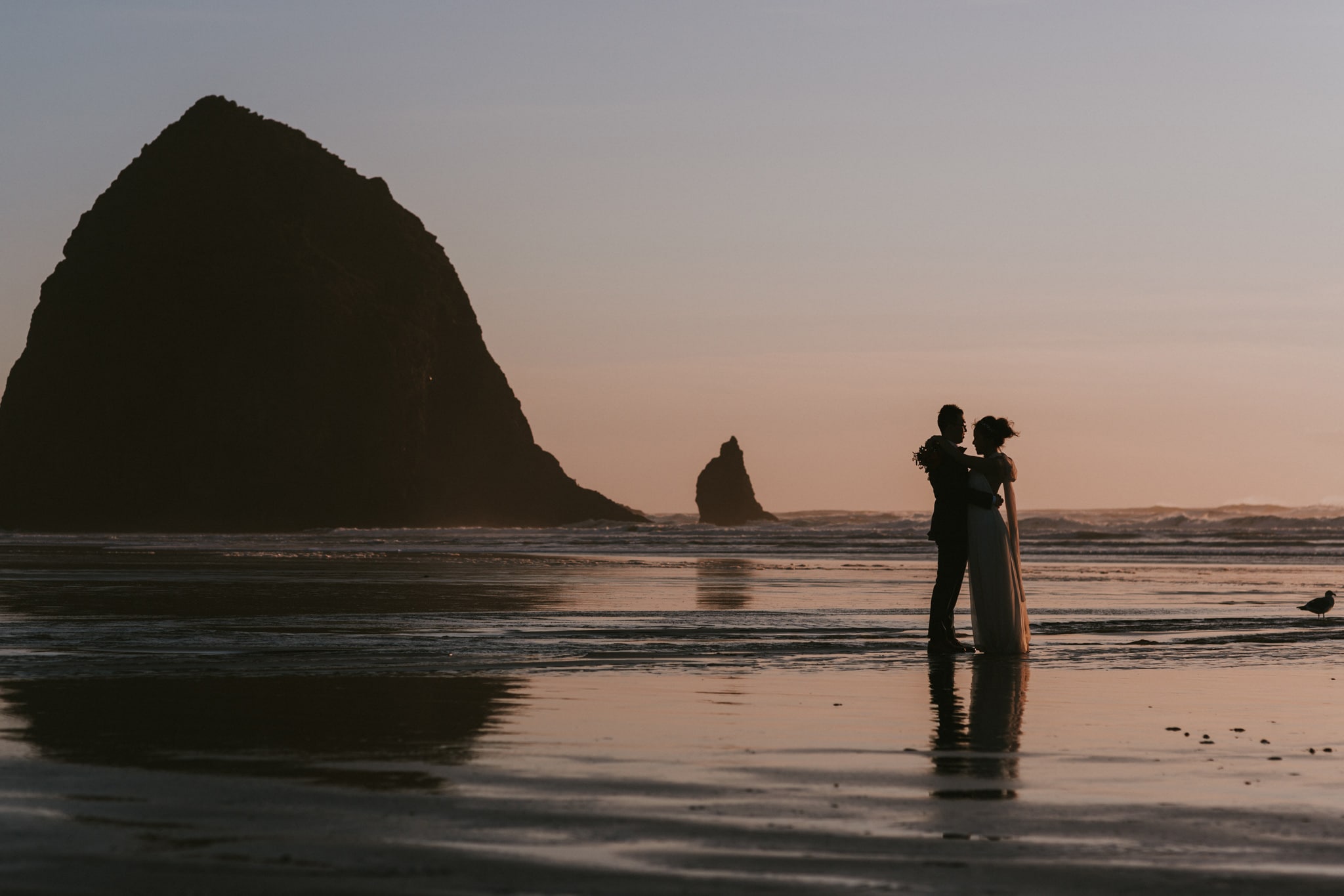 haystack rock cannon beach sunset epic beautiful light Portland Wedding Photographer Marcela Pulido
