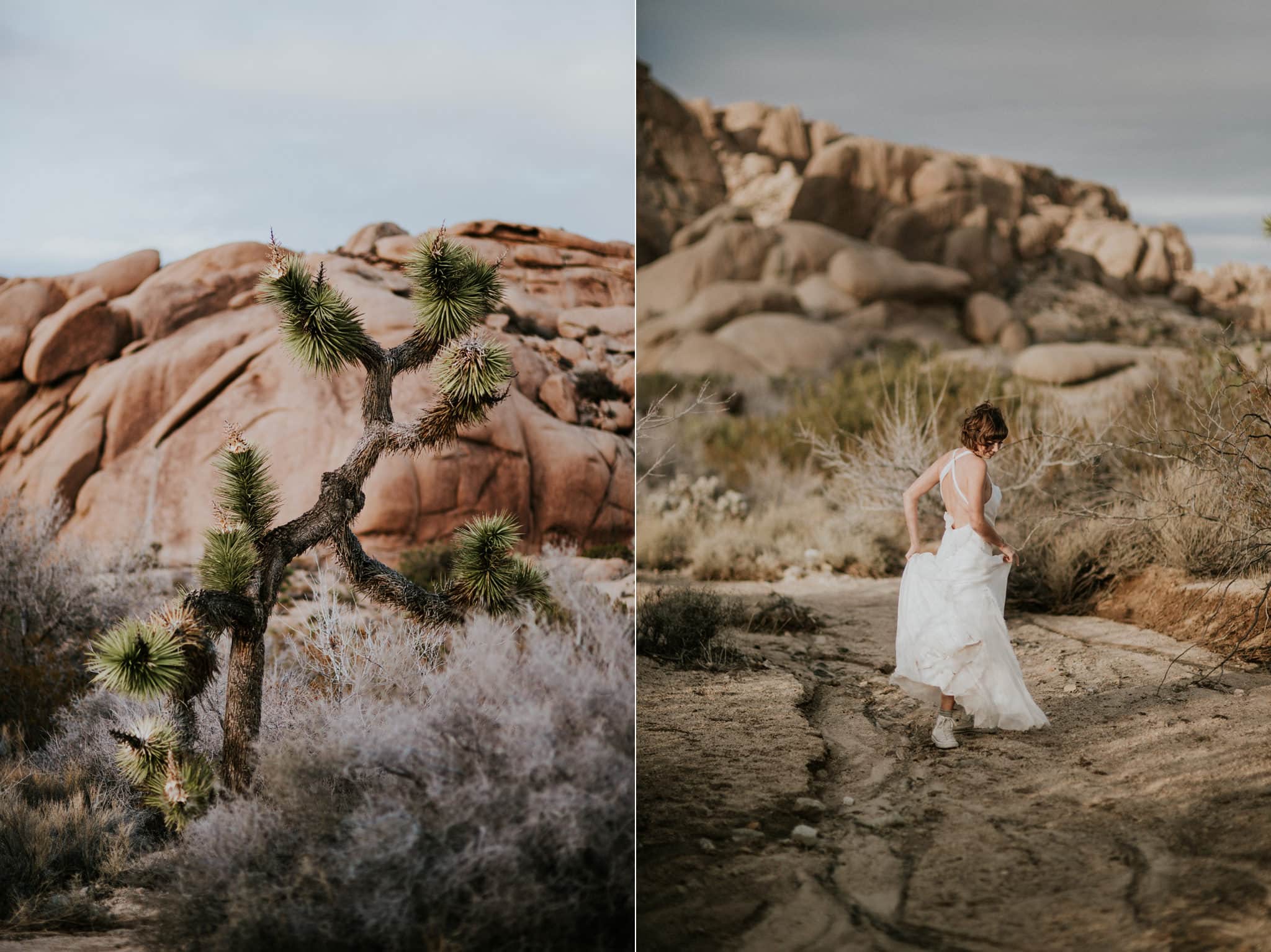 bride twirling converse chucks Joshua Tree Elopement Skull Rock Marcela Pulido Portland Wedding Photographer
