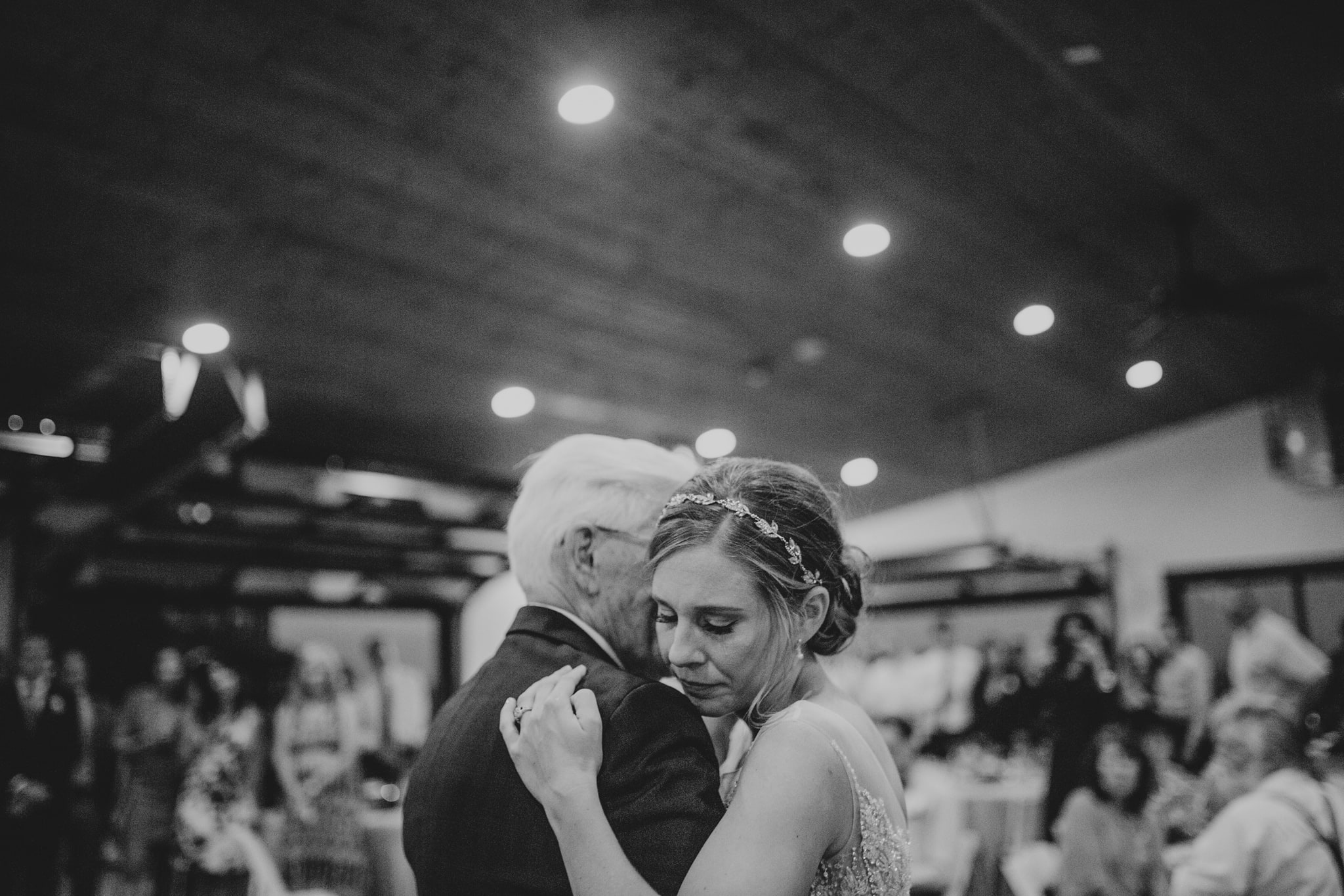 black and white father daughter dance Youngberg Hill Wedding Portland Wedding Photographer Marcela Pulido