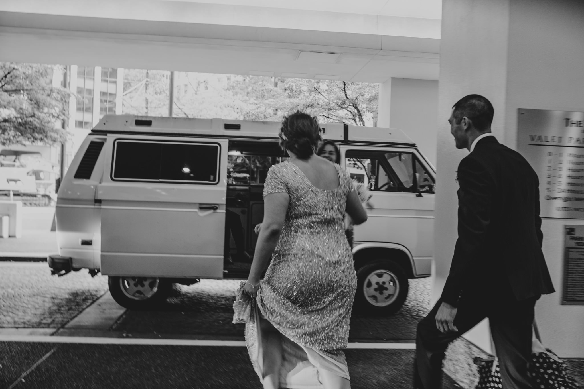 bride and groom walk to their VW vanagon Kubota Garden Wedding by Marcela Pulido Photography Portland Wedding Photographer