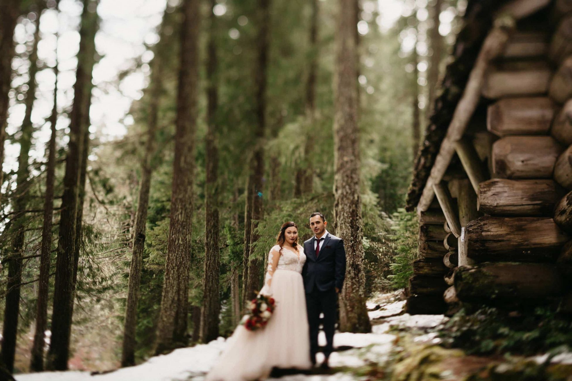 McKenzie River intimate wedding and elopement in the forest near a cabin