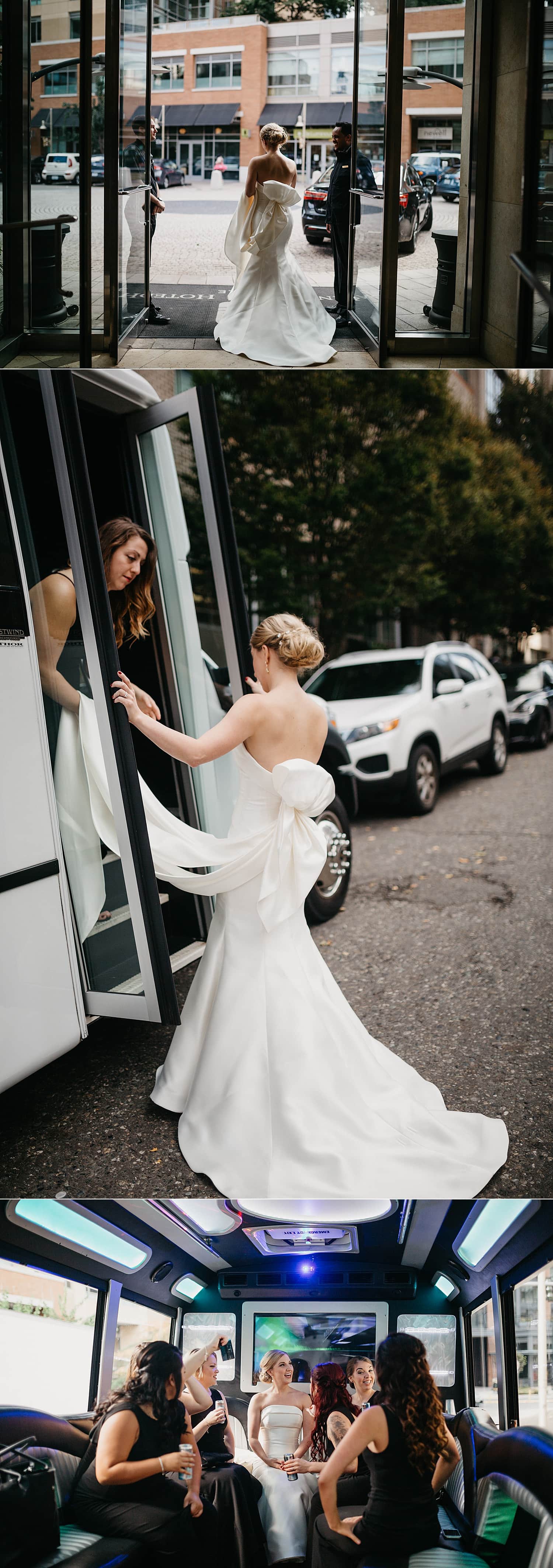party bus 415 Westlake Wedding by Marcela Pulido Seattle Wedding Photography