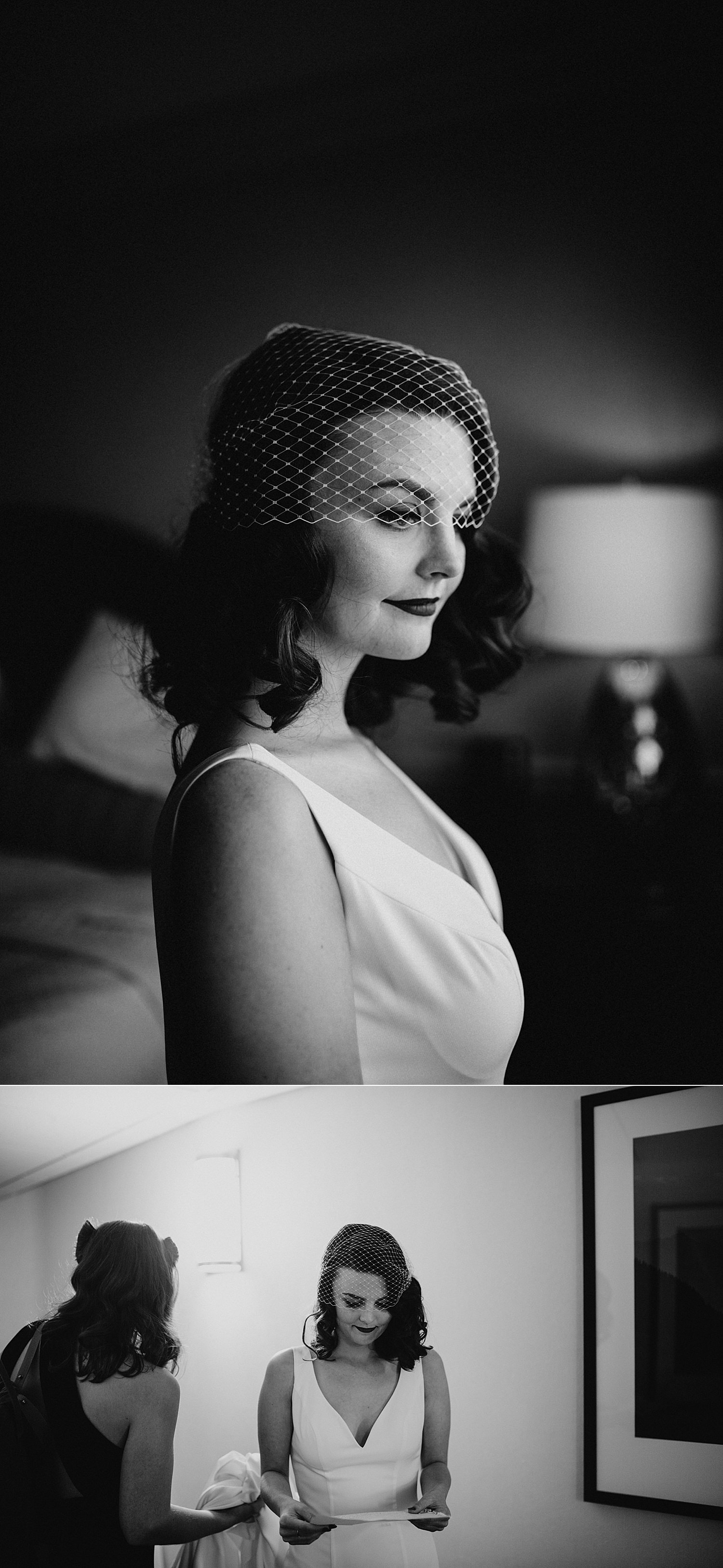 black and white portrait of a bride on her wedding day Melody Ballroom wedding by Marcela Pulido Photography
