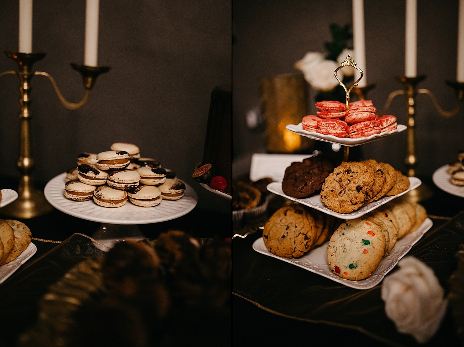 decadent cookies and macarons for desert Melody Ballroom wedding by Marcela Pulido Photography