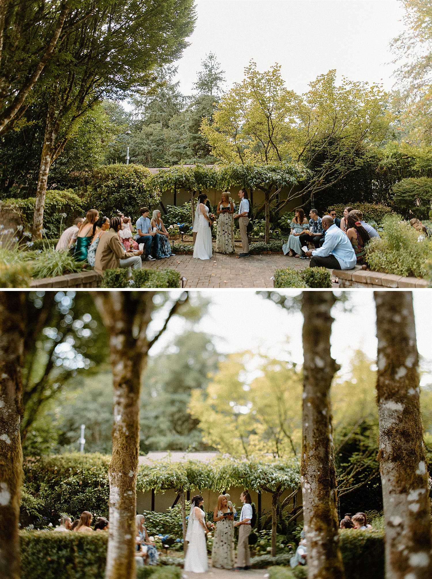 intimate ceremony in a backyard garden at this french country cottage wedding in lakewood washington